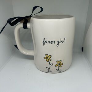 Farm Girl Ceramic Mug with Yellow Flowers